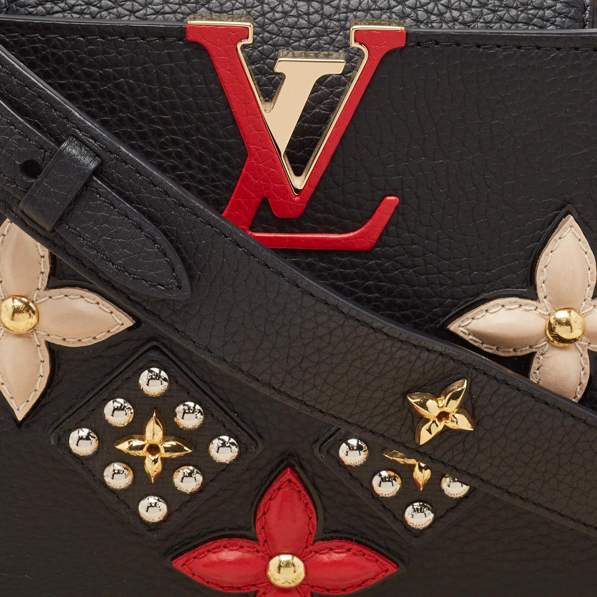 Louis Vuitton Black Taurillon Leather Limited Edition Applique Capucines PM Bag 1