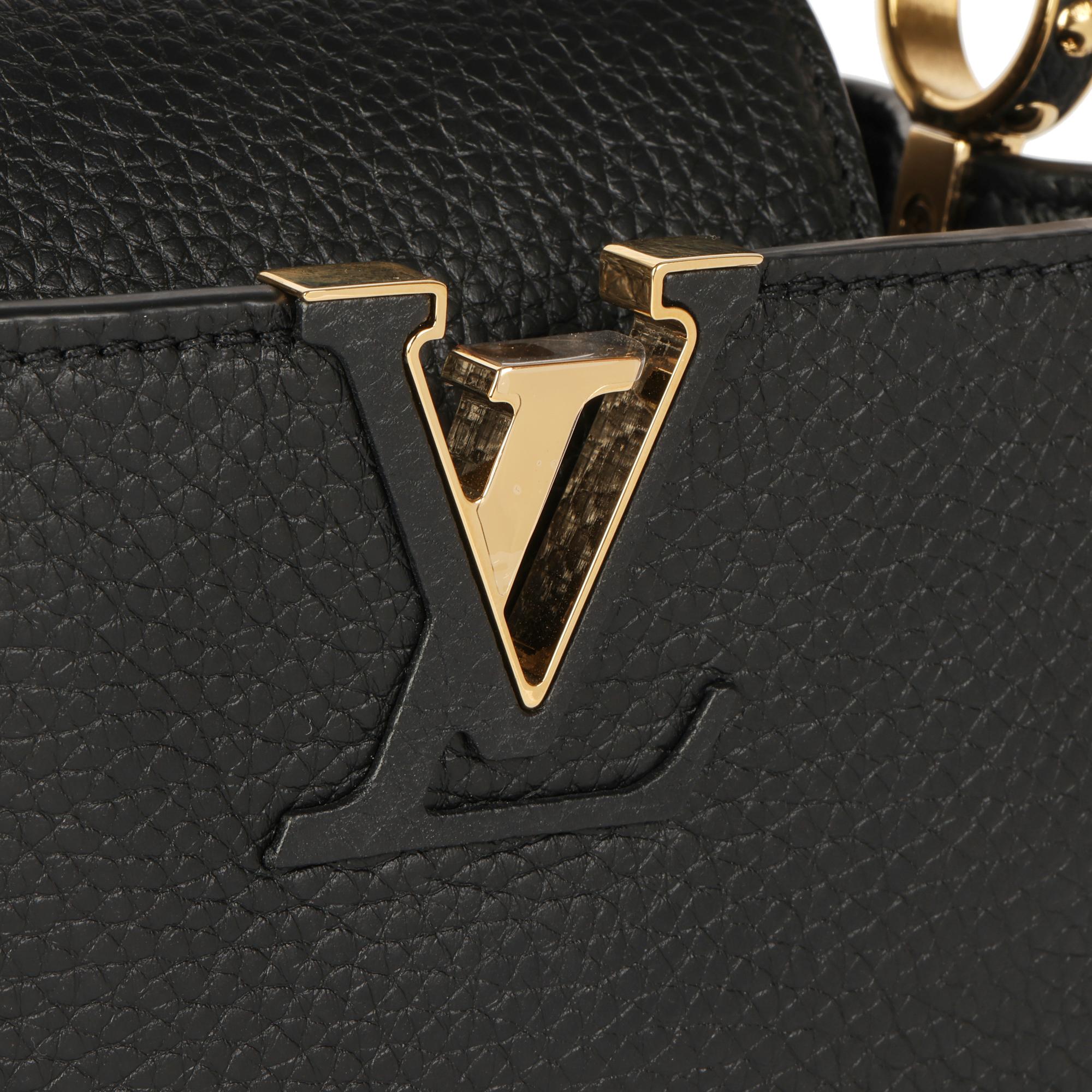Women's Louis Vuitton Black Taurillon Leather Mini Capucines