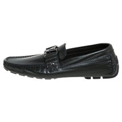 Louis Vuitton Black Textured Leather Monte Carlo Slip On Loafers Size 41.5