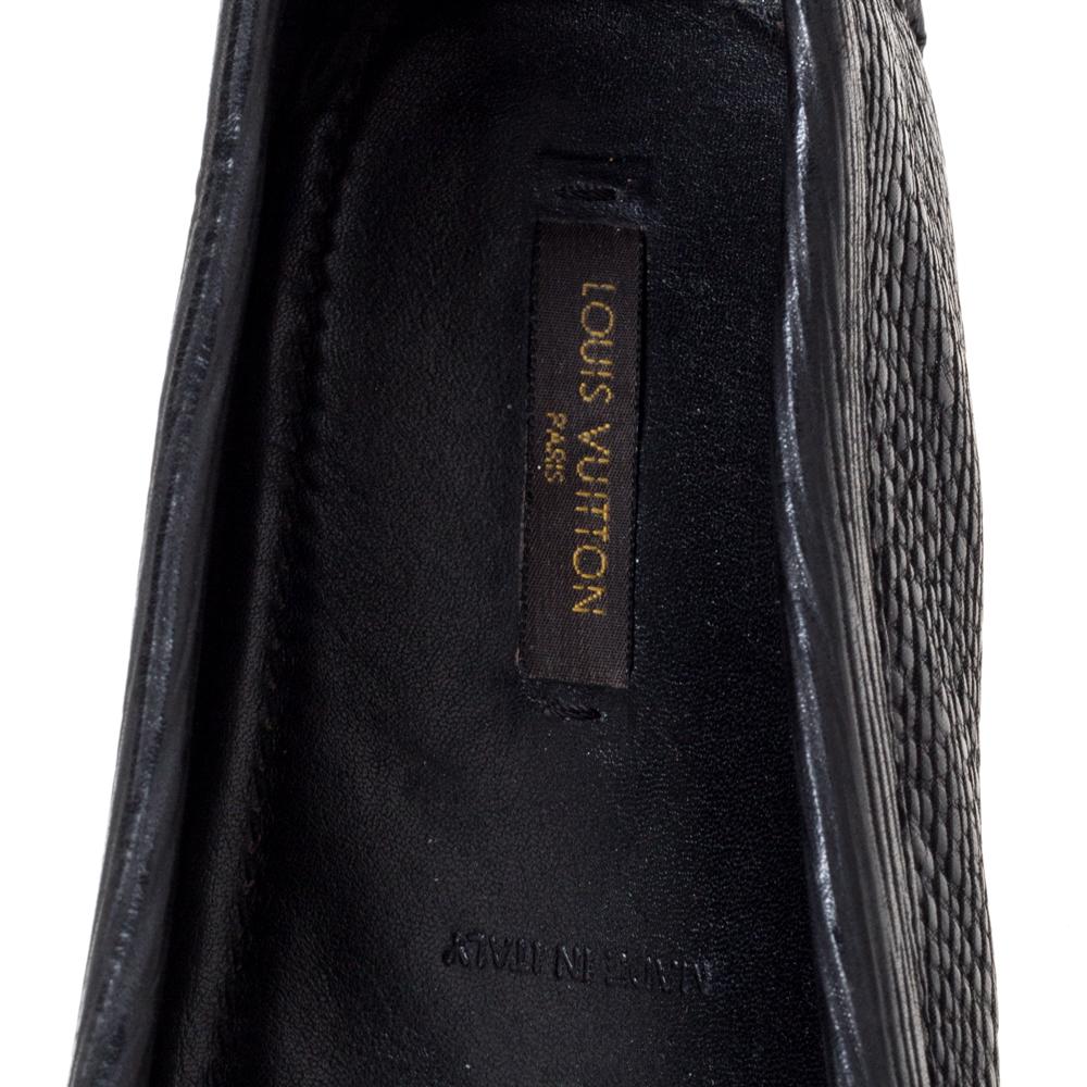 Louis Vuitton Black Textured Leather Oxford Loafers Size 40 2
