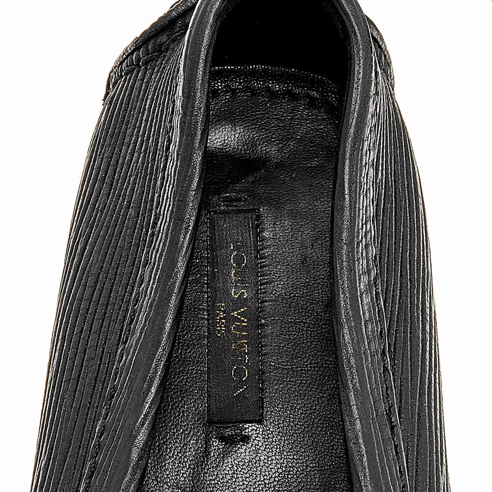 Louis Vuitton Black Textured Leather Oxford Slip On Loafers Size 36 For Sale 2