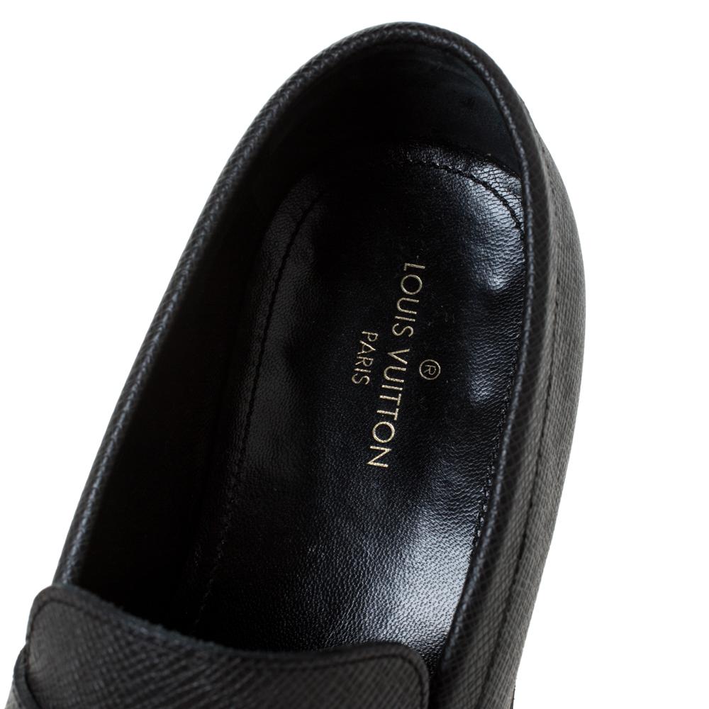 Louis Vuitton Black Textured Leather Penny Loafers Size 40 2