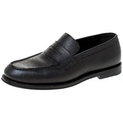Louis Vuitton Black Textured Leather Penny Loafers Size 40