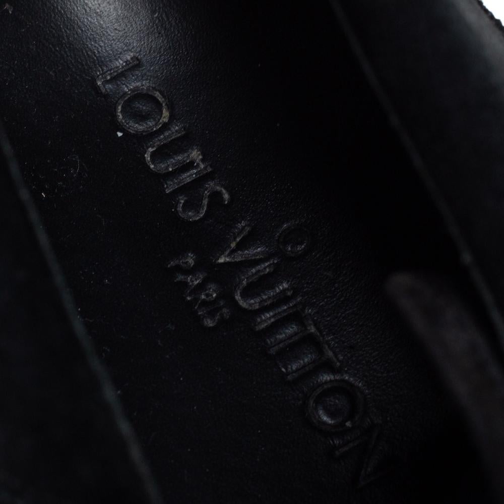 Louis Vuitton Black Textured Monogram Suede Tassel Boots Size 36 2