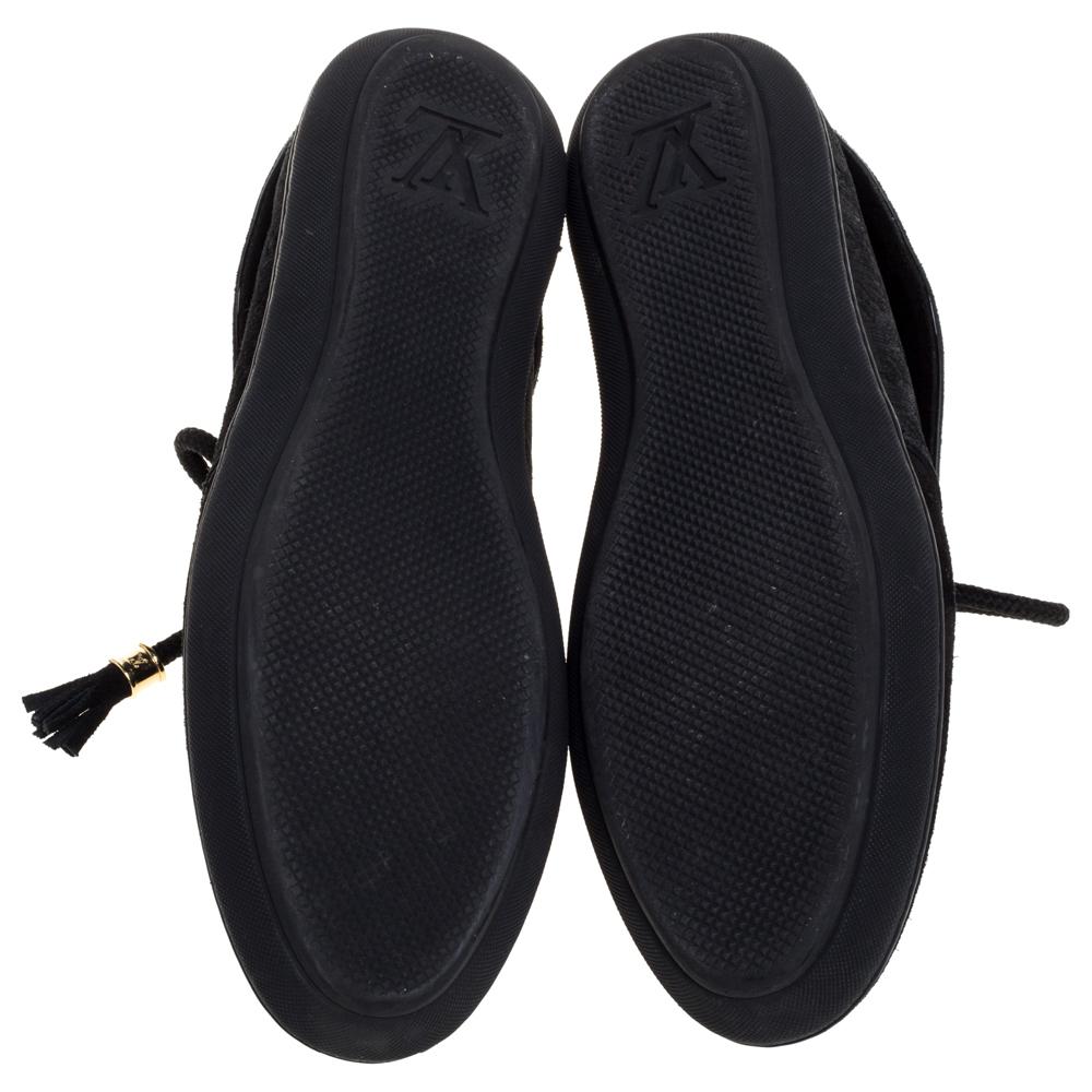 Louis Vuitton Black Textured Monogram Suede Tassel Boots Size 39 3