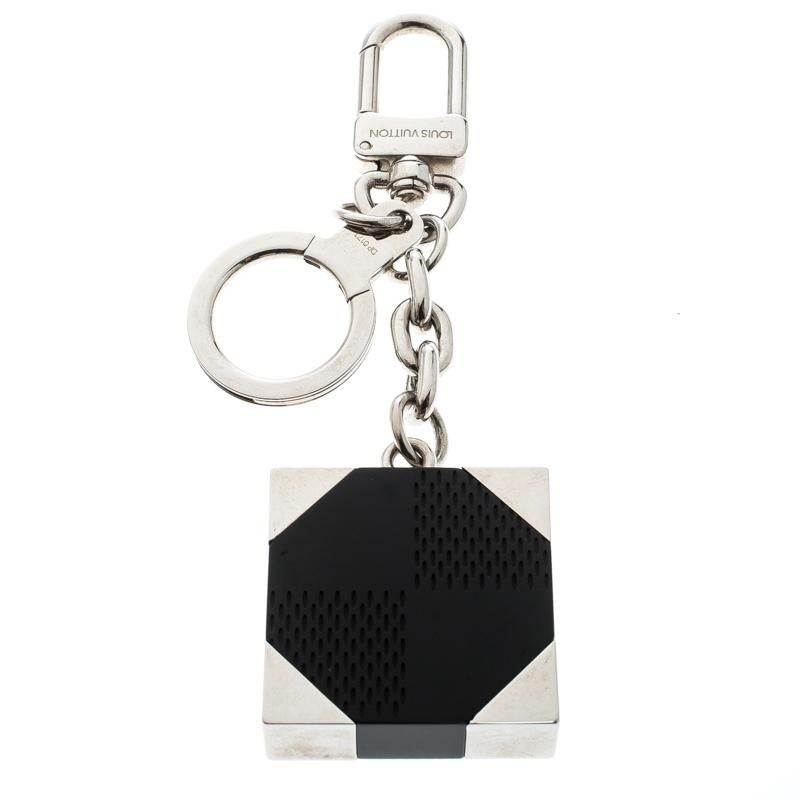 Louis Vuitton Black Textured Resin Silver Tone Bag Charm / Keyring