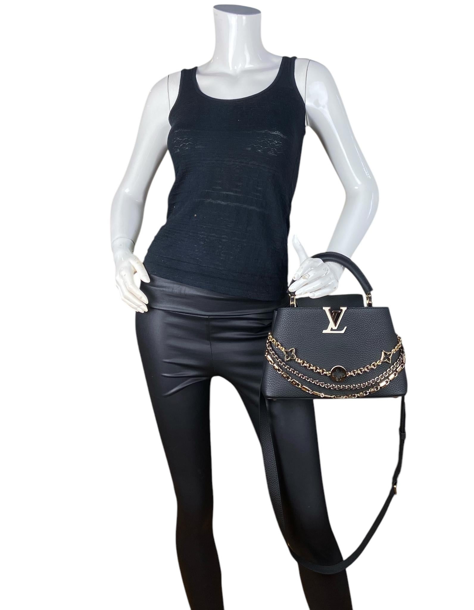 Louis Vuitton Schwarz Dreifachkette Capucines Leder BB Crossbody Tasche im Zustand „Hervorragend“ im Angebot in New York, NY