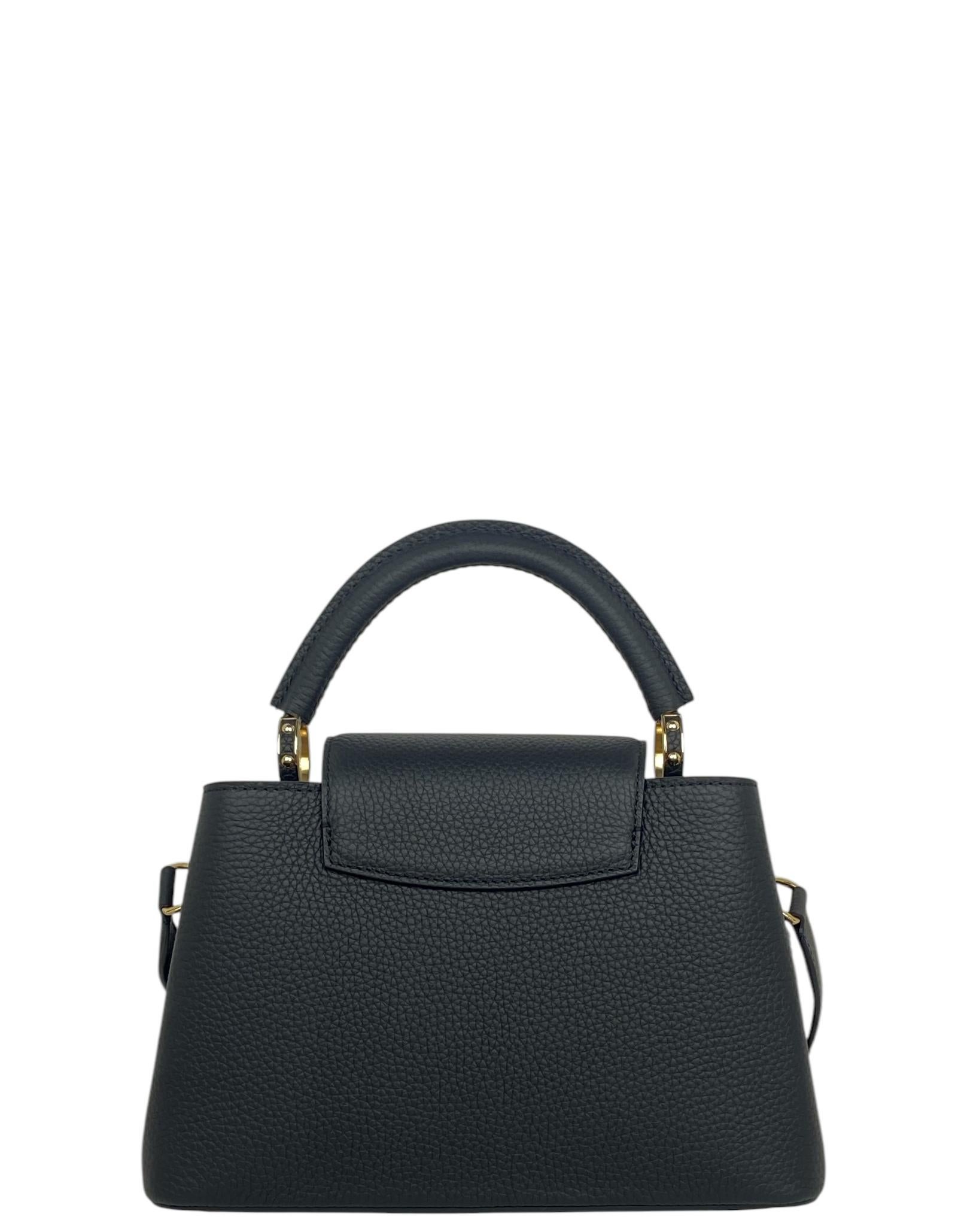 Louis Vuitton Schwarz Dreifachkette Capucines Leder BB Crossbody Tasche Damen im Angebot