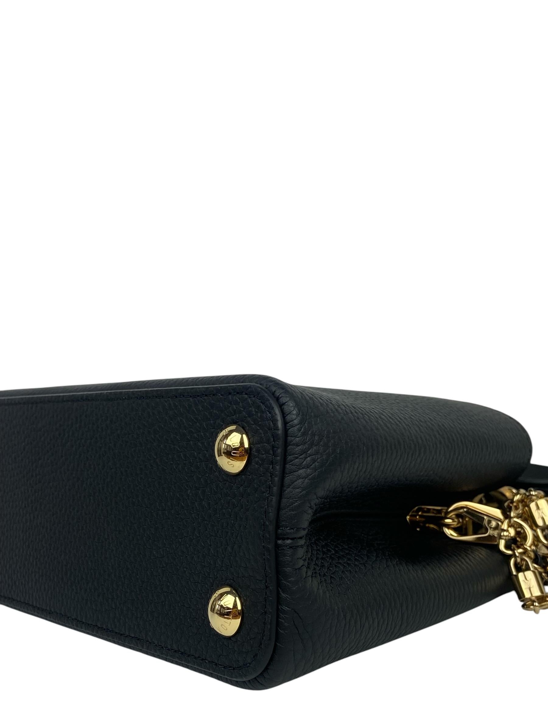 Louis Vuitton Schwarz Dreifachkette Capucines Leder BB Crossbody Tasche im Angebot 2