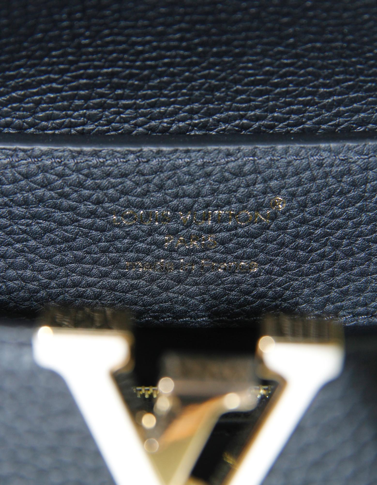 Louis Vuitton Schwarz Dreifachkette Capucines Leder BB Crossbody Tasche im Angebot 4