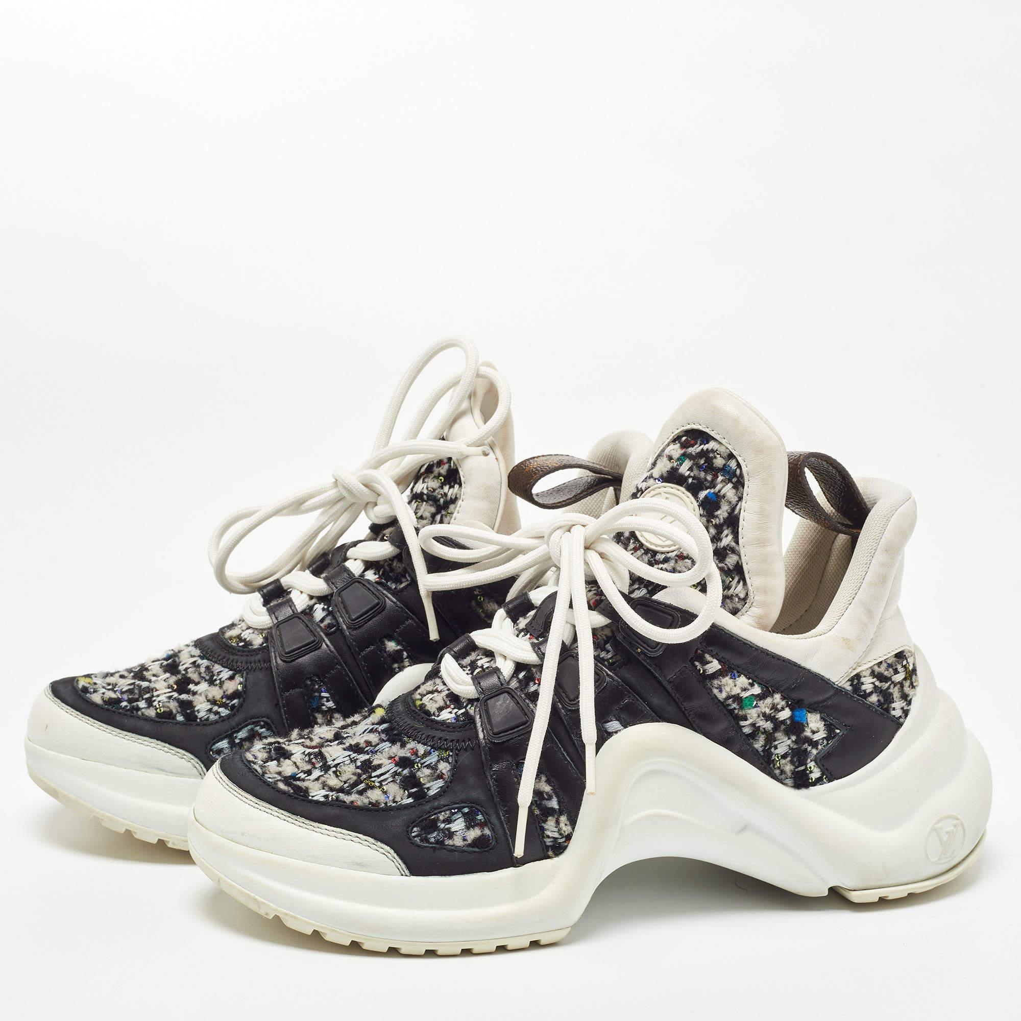 Women's Louis Vuitton Black Tweed and Leather Archlight Sneakers Size 38