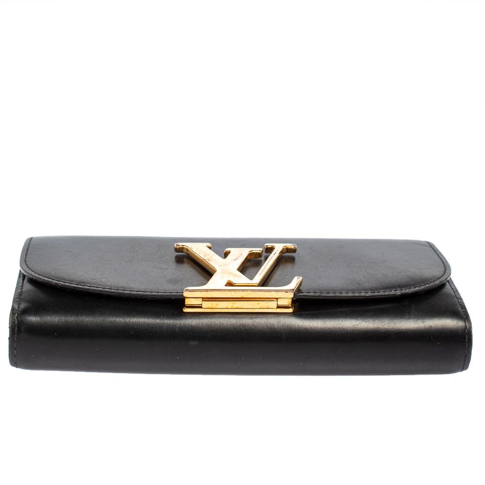 Louis Vuitton Black Veau Racine Leather Vivienne LV Long Wallet In Fair Condition In Dubai, Al Qouz 2