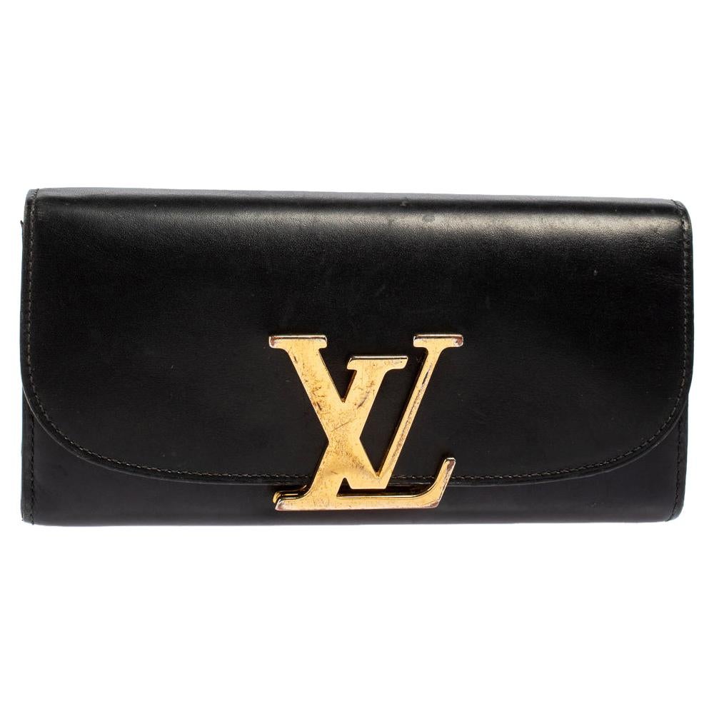 Louis Vuitton Black Veau Racine Leather Vivienne LV Long Wallet