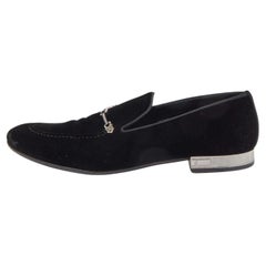 Used Louis Vuitton Black Velevt Slip On Loafers 