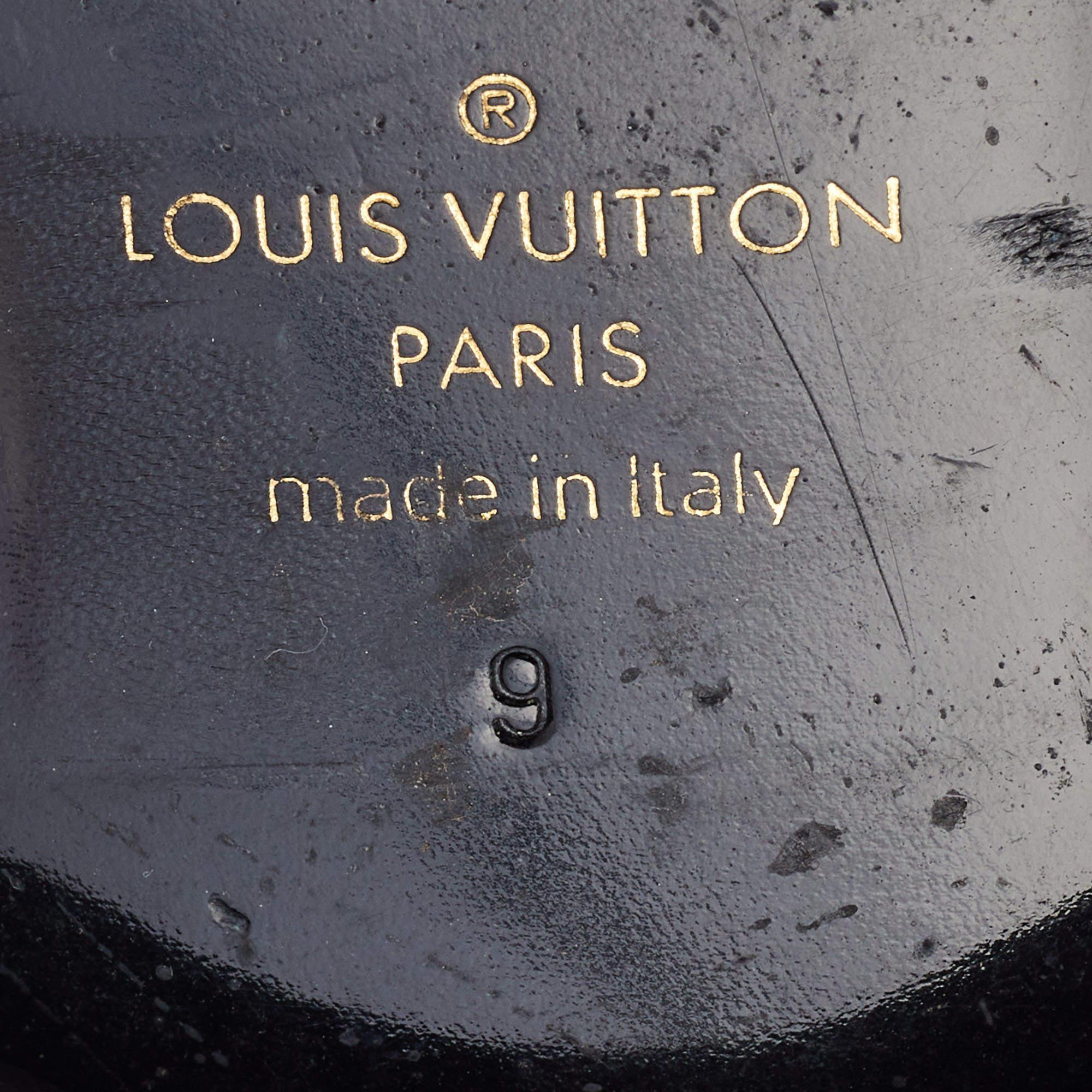 Louis Vuitton Black Velvet Auteuil Logo Smoking Slippers Size 43 For Sale 4