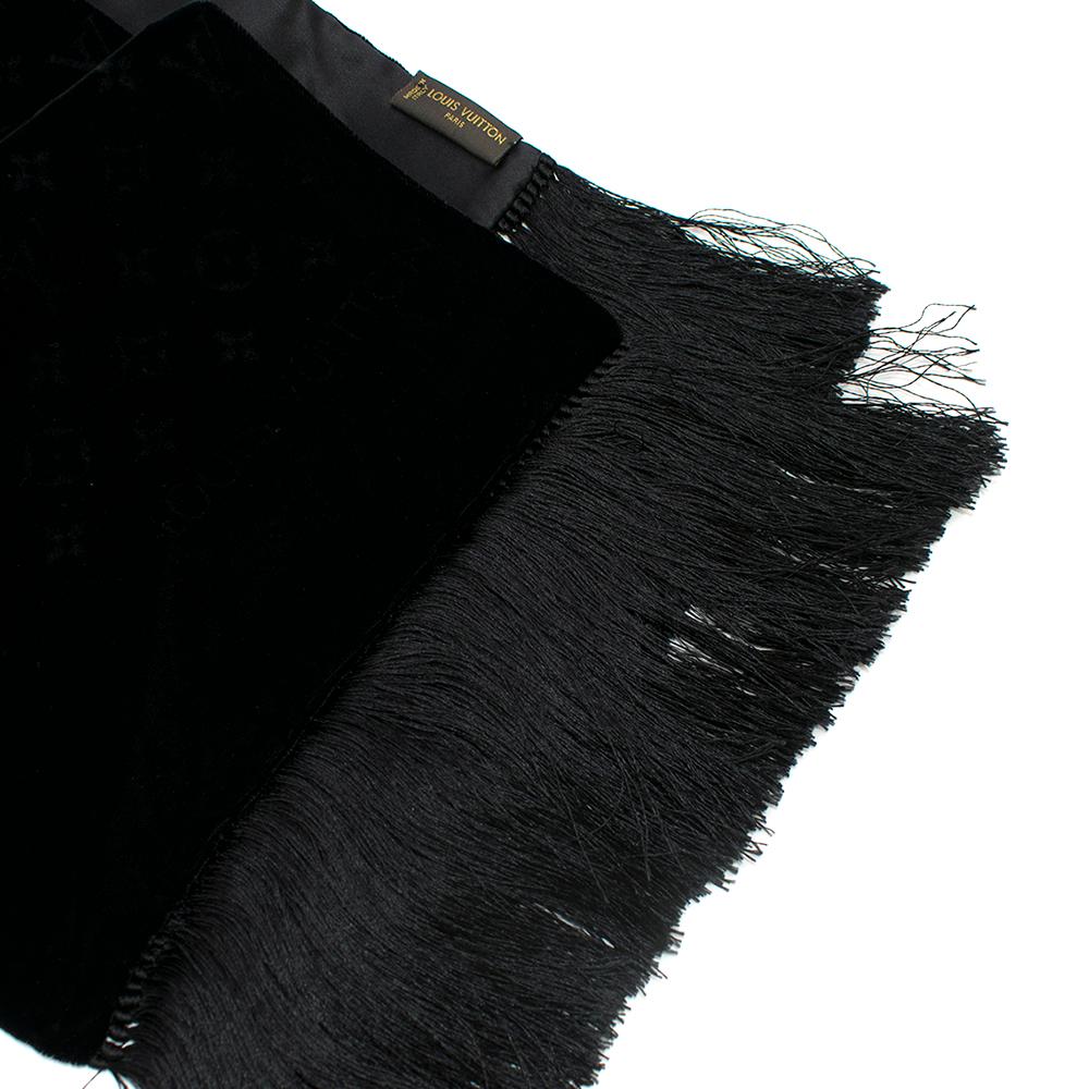 Louis Vuitton Black Velvet Monogram Scarf In Excellent Condition In London, GB
