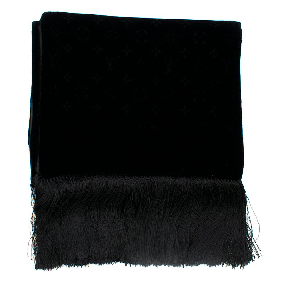 Louis Vuitton Black Velvet Monogram Scarf 1