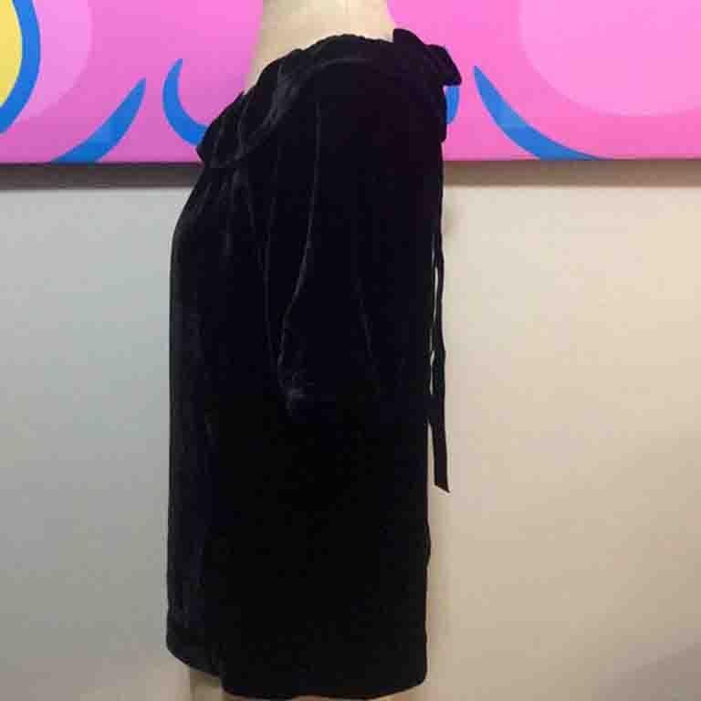 Women's Louis Vuitton Black Velvet Ruffle Neck Blouse For Sale