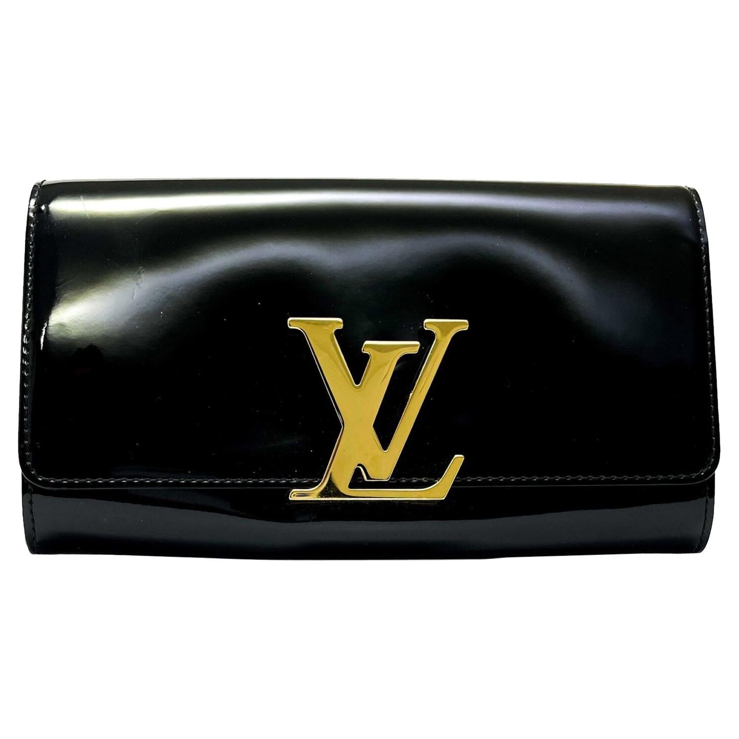 Louis Vuitton Black Vernice Louise GM Clutch Bag 