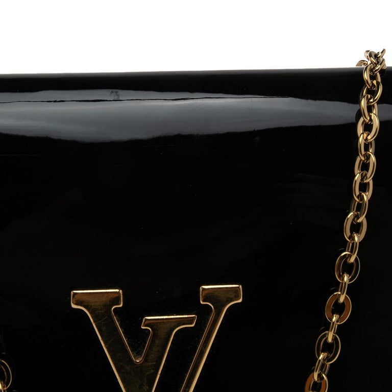 LOUIS VUITTON Patent Louise MM Chain Bag - Black/Gold