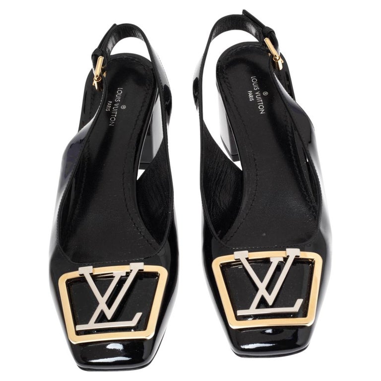 Louis Vuitton Black Vernis Leather Madeleine Slingback Pumps Size
