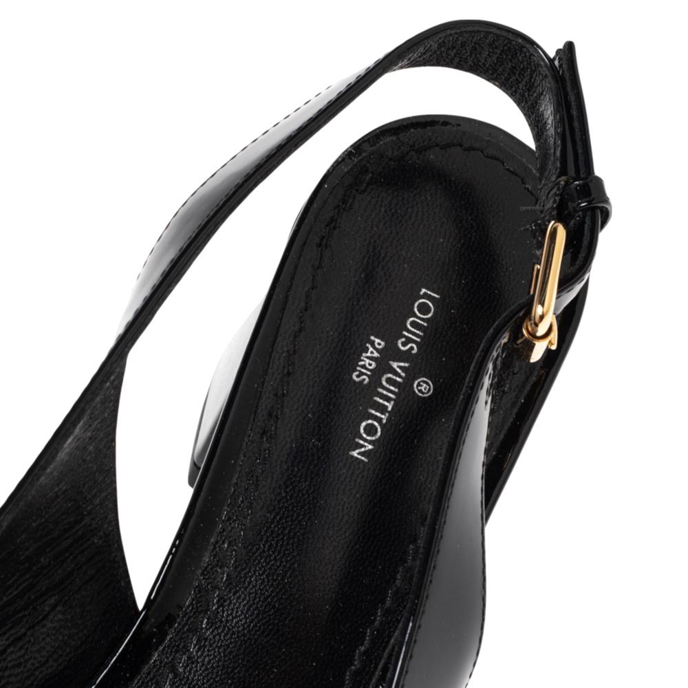 Women's Louis Vuitton Black Vernis Leather Madeleine Slingback Pumps Size 38