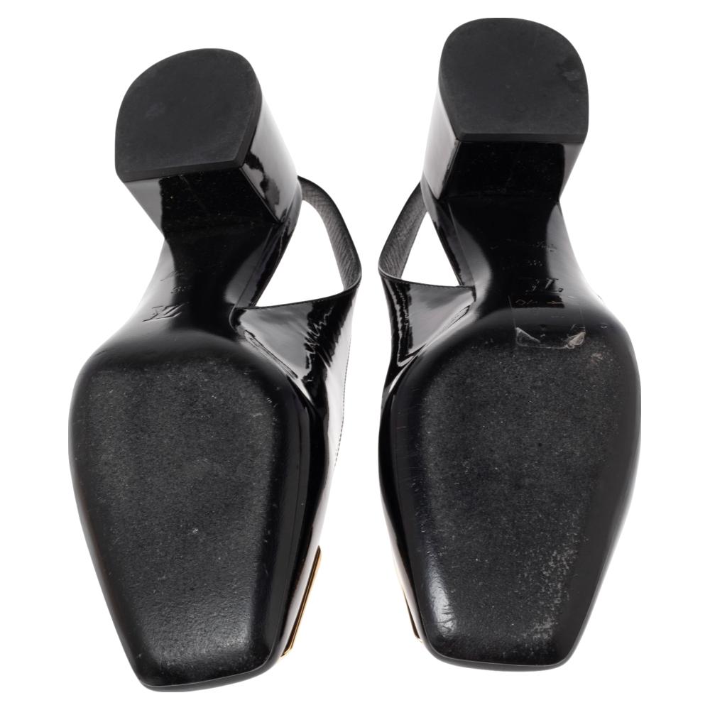 Louis Vuitton Black Vernis Leather Madeleine Slingback Pumps Size 38 1