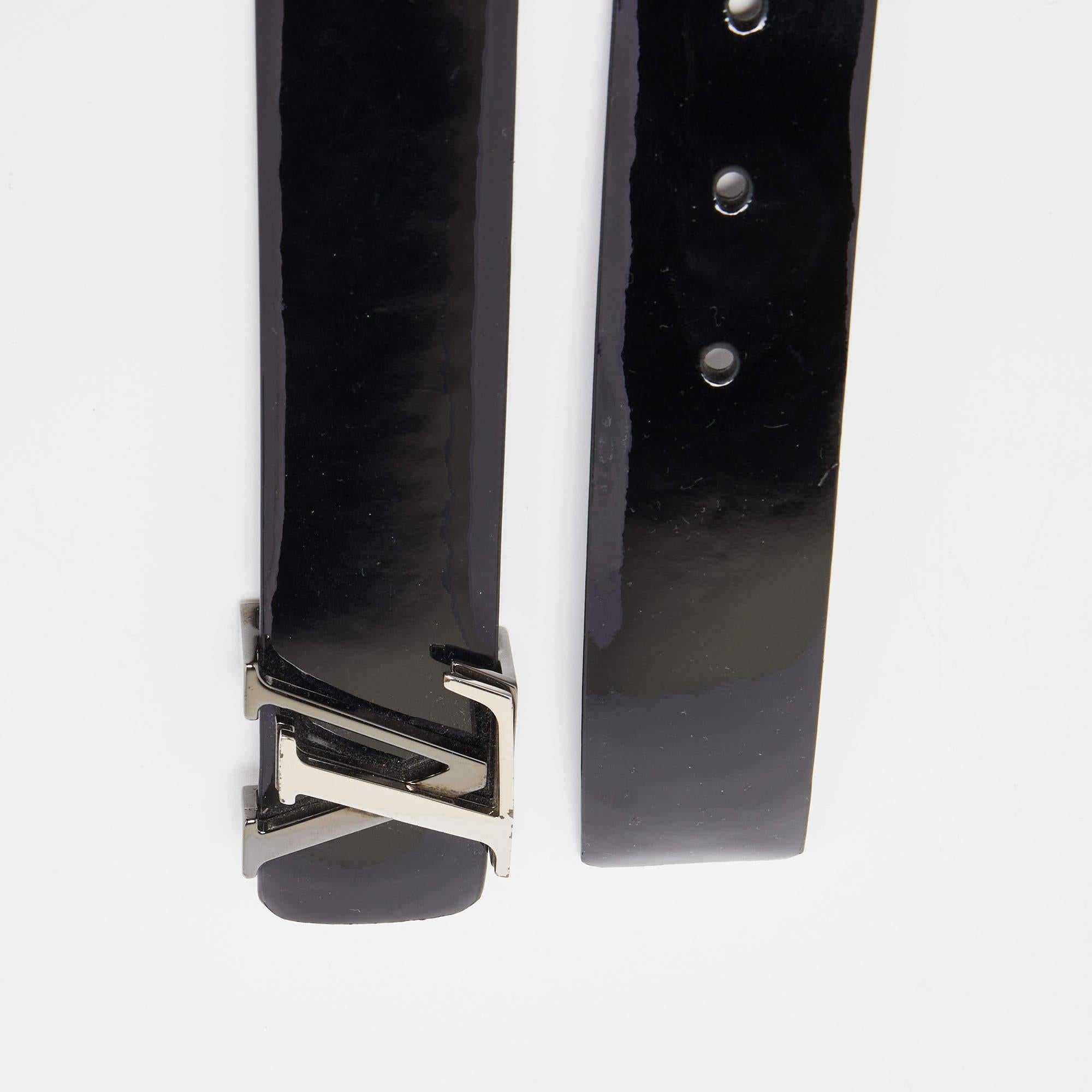 Louis Vuitton Black Vernis LV Initiales Belt 90CM For Sale 1
