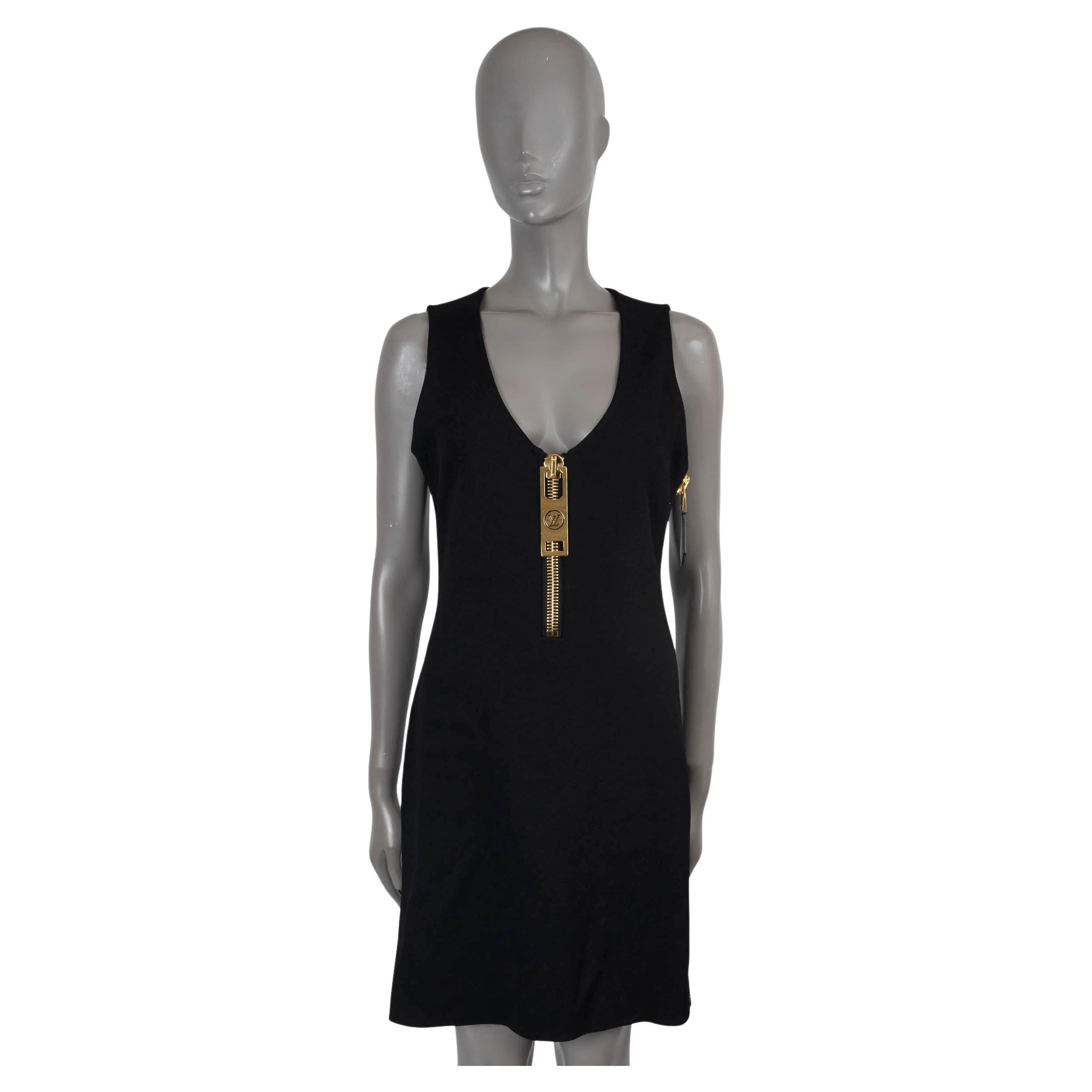LOUIS VUITTON black viscose 2023 OVERSIZED ZIPPER Dress 40 M For Sale