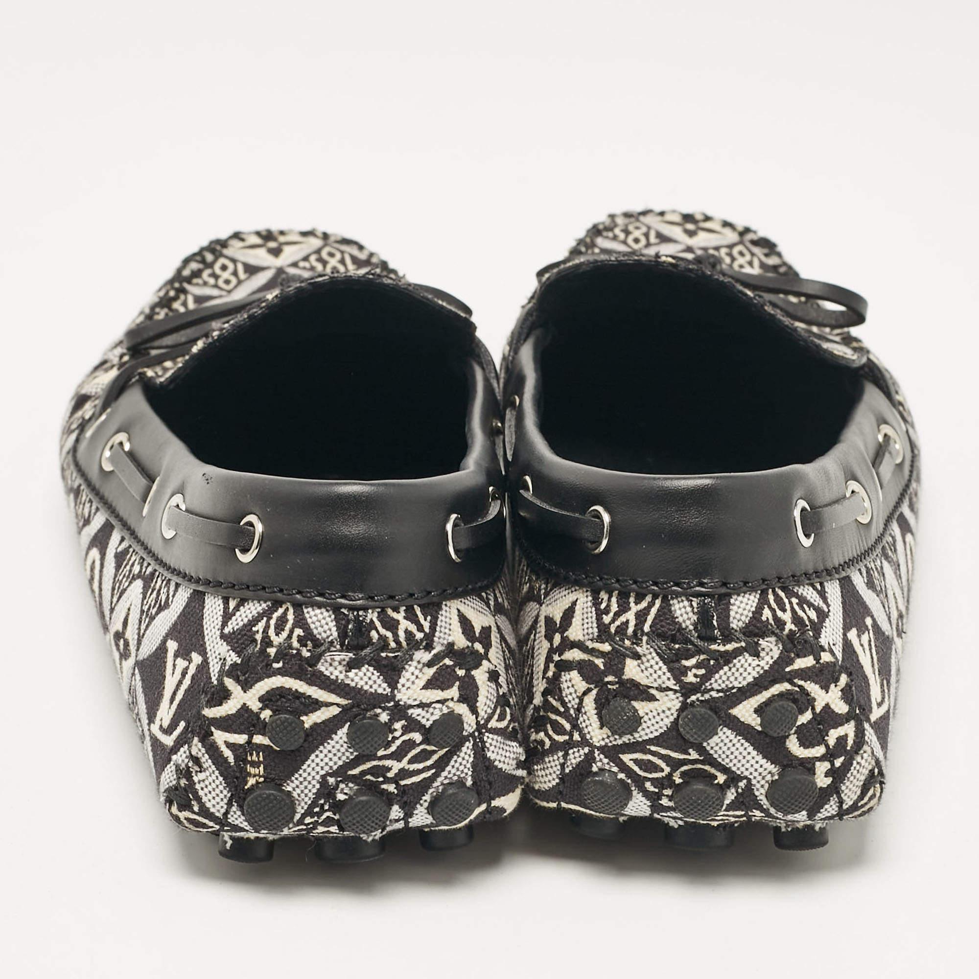 Louis Vuitton Black/White Canvas and Leather Gloria Loafers Size 38.5 1