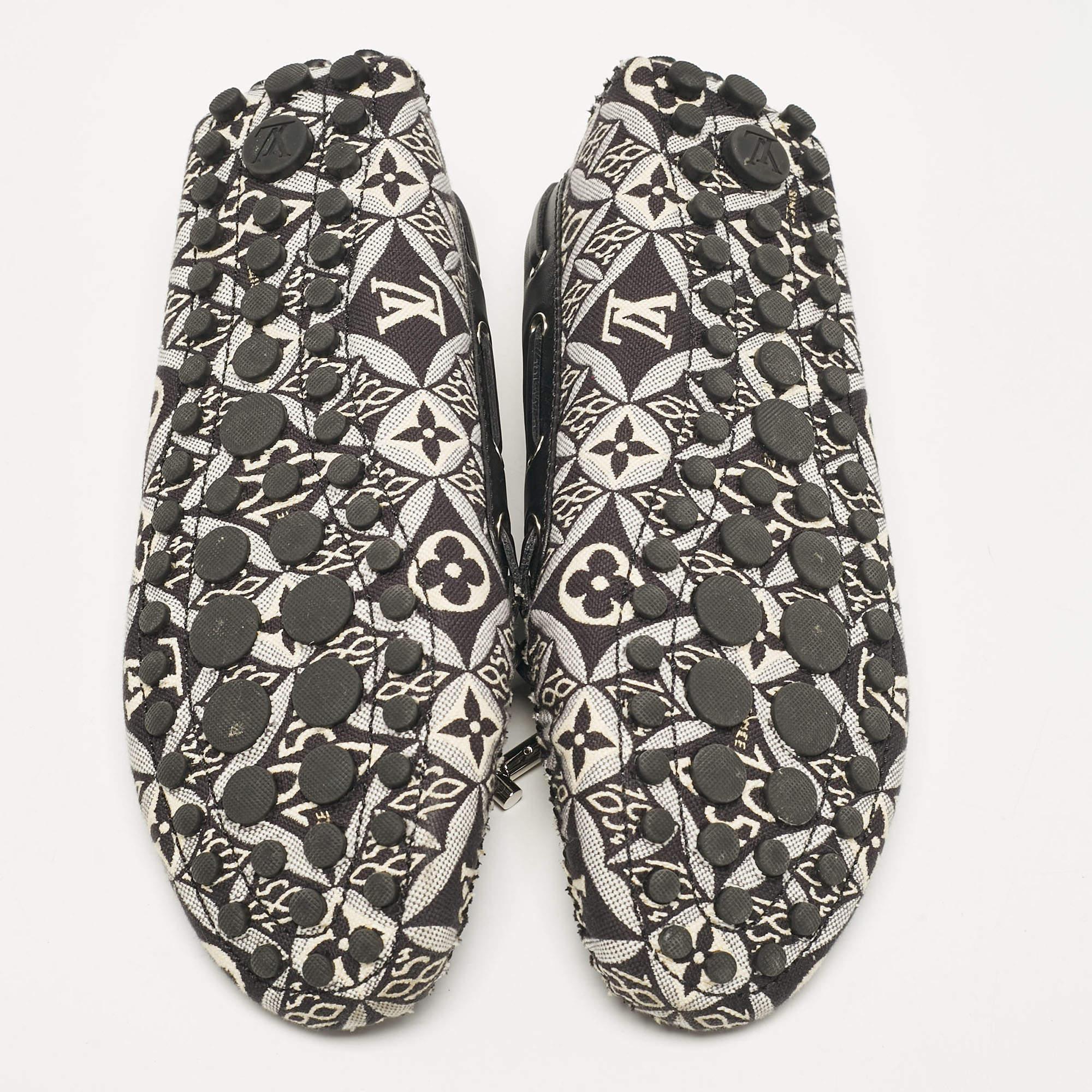 Louis Vuitton Black/White Canvas and Leather Gloria Loafers Size 38.5 2