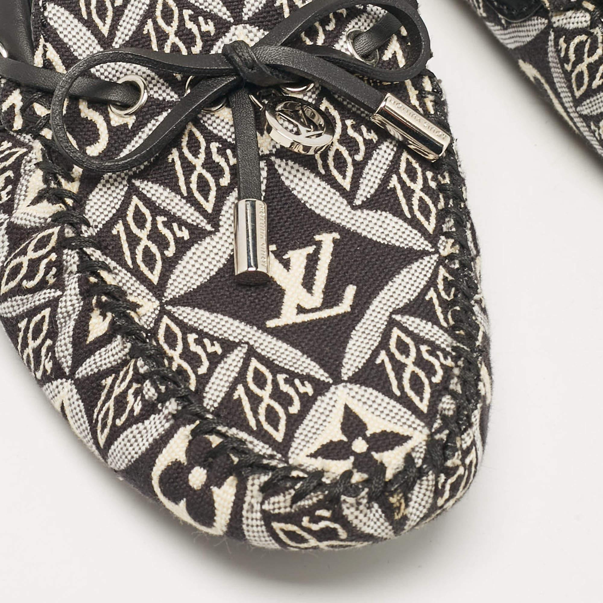 Louis Vuitton Black/White Canvas and Leather Gloria Loafers Size 38.5 4