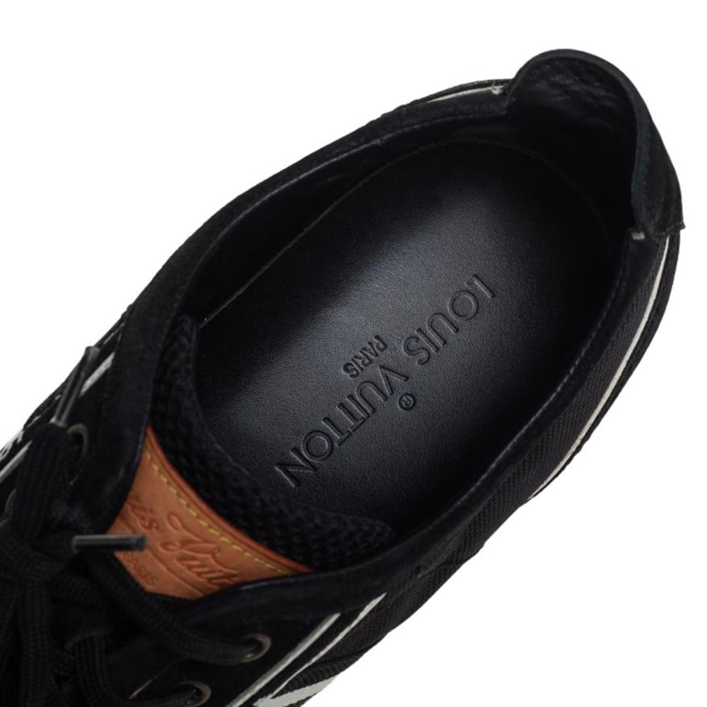 Louis Vuitton Black/White Canvas And Suede Cosmos Low Top Sneakers Size 42 2