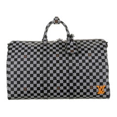 Louis Vuitton Black White Check Men's Women's Carryall Travel Weekend Duffle Bag