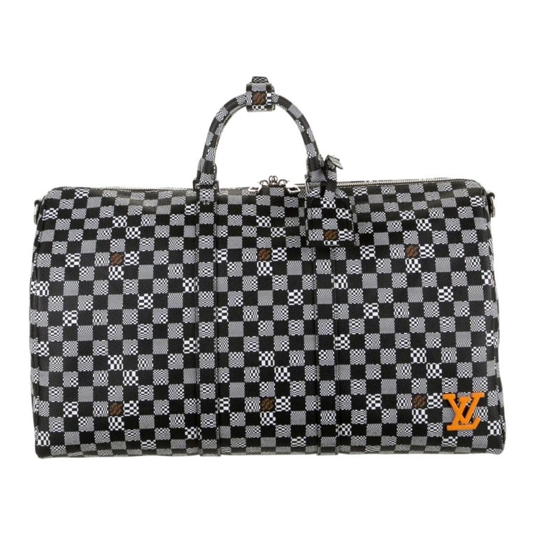 Louis Vuitton Black White Check Men's Women's Carryall Travel Weekend Duffle  Bag For Sale at 1stDibs