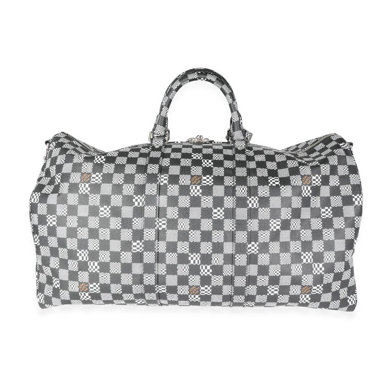 Gray Louis Vuitton Black & White Distorted Damier Keepall Bandoulière 50 For Sale