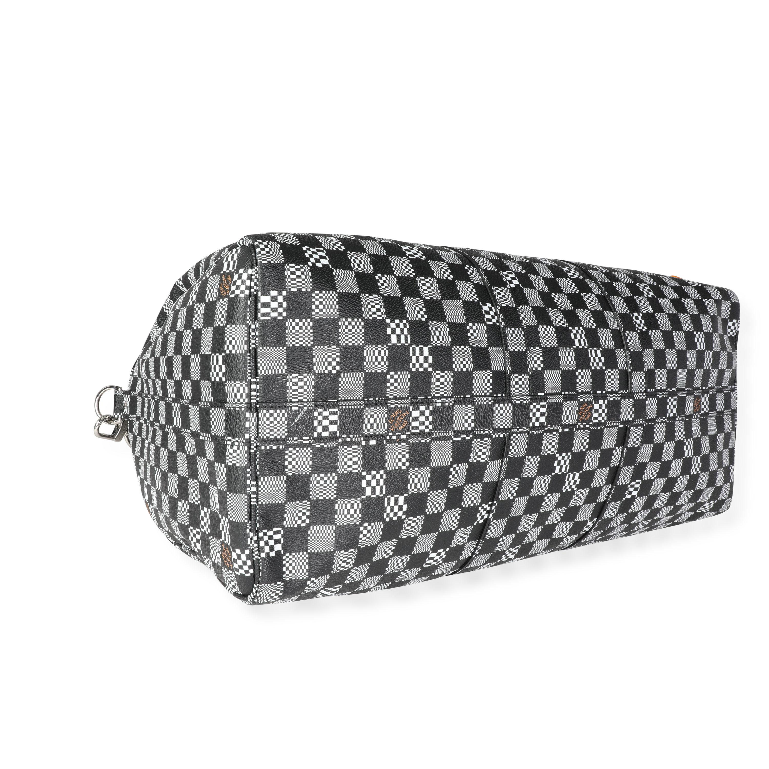 da uomo o donna Louis Vuitton Bandoulière Damier Keepall distorta bianca e nera 50