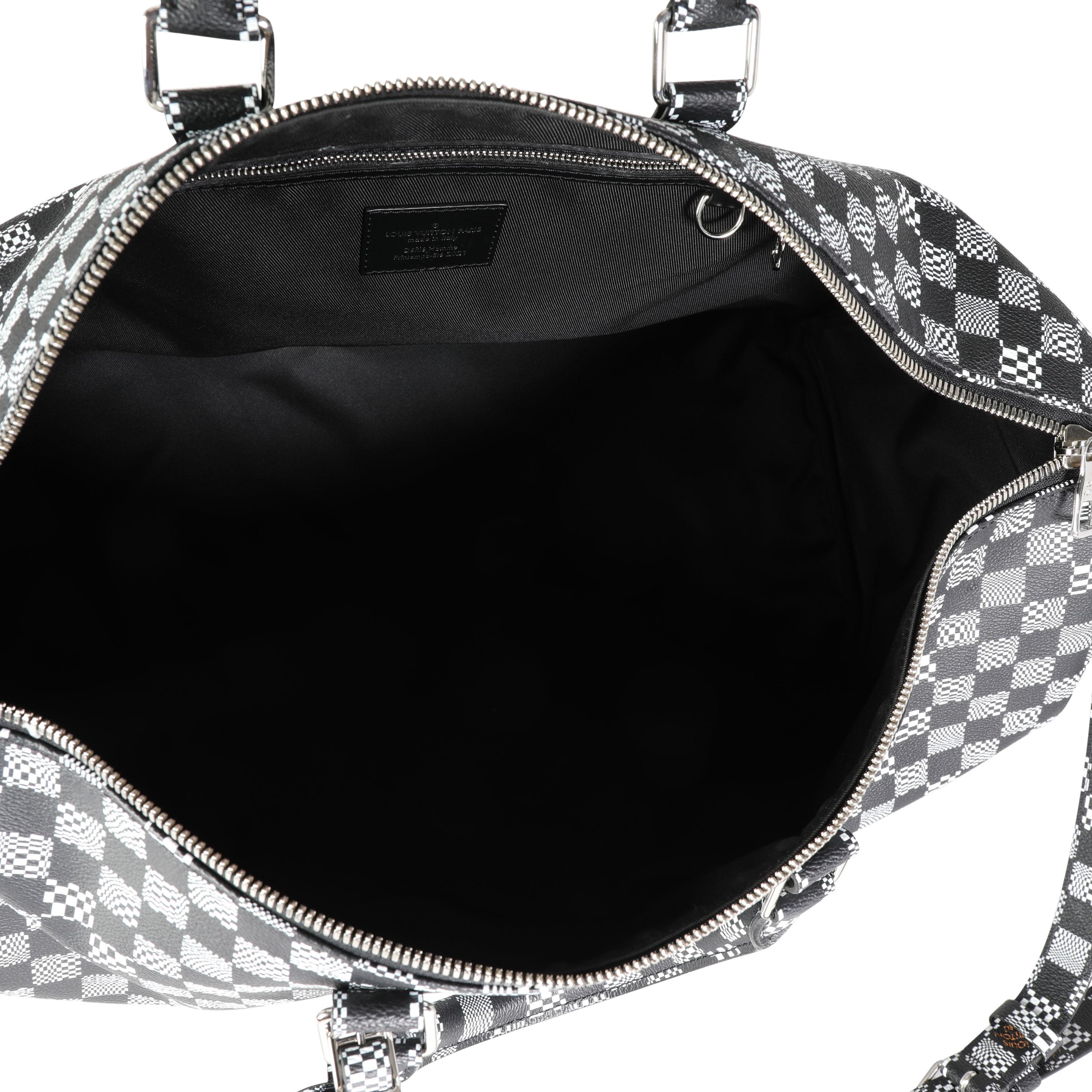 Gray Louis Vuitton Black & White Distorted Damier Keepall Bandoulière 50