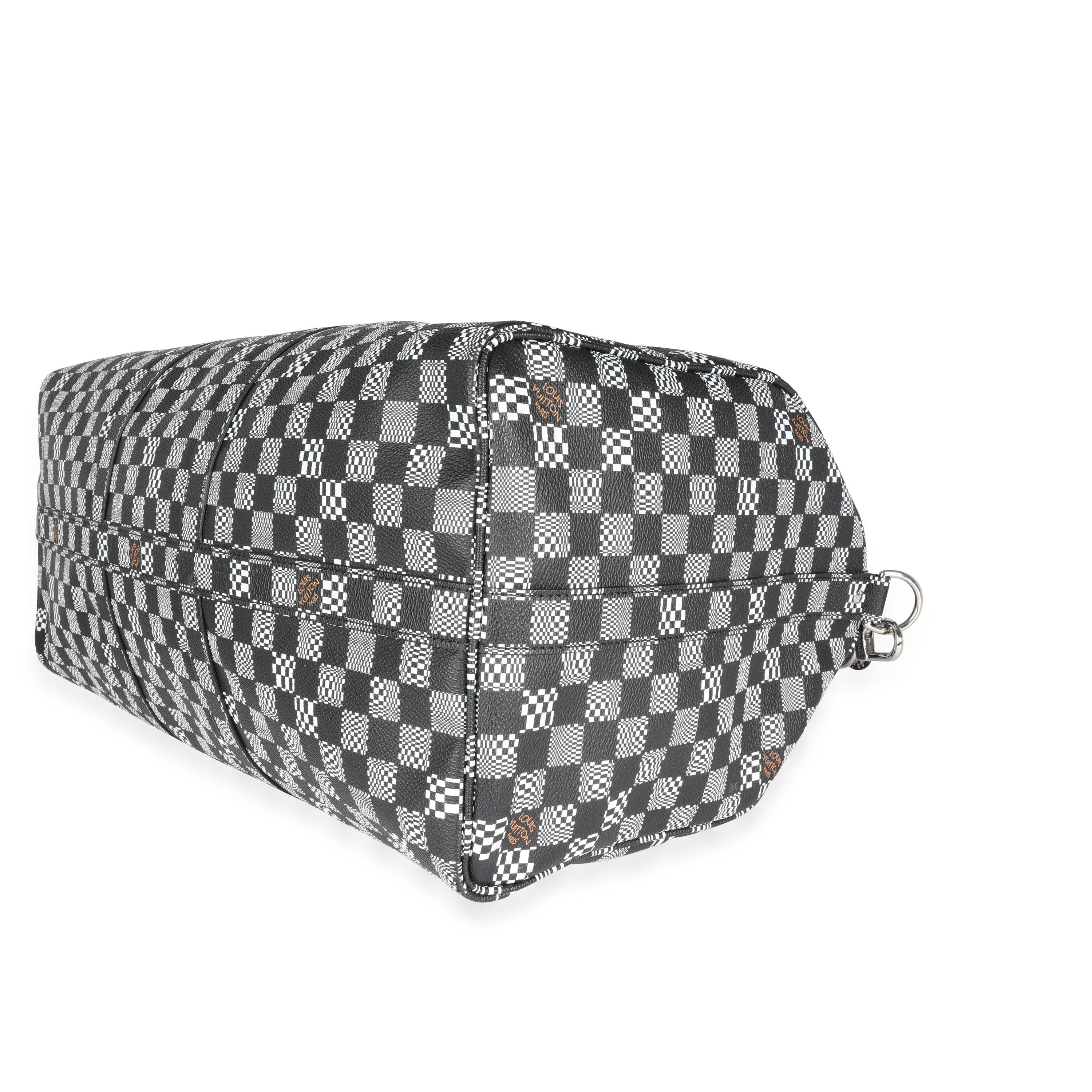 Louis Vuitton Black & White Distorted Damier Keepall Bandoulière 50 In Excellent Condition In New York, NY