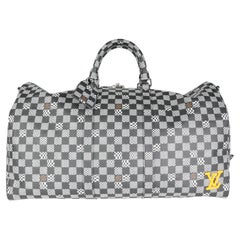 Vintage Louis Vuitton Black & White Distorted Damier Keepall Bandoulière 50