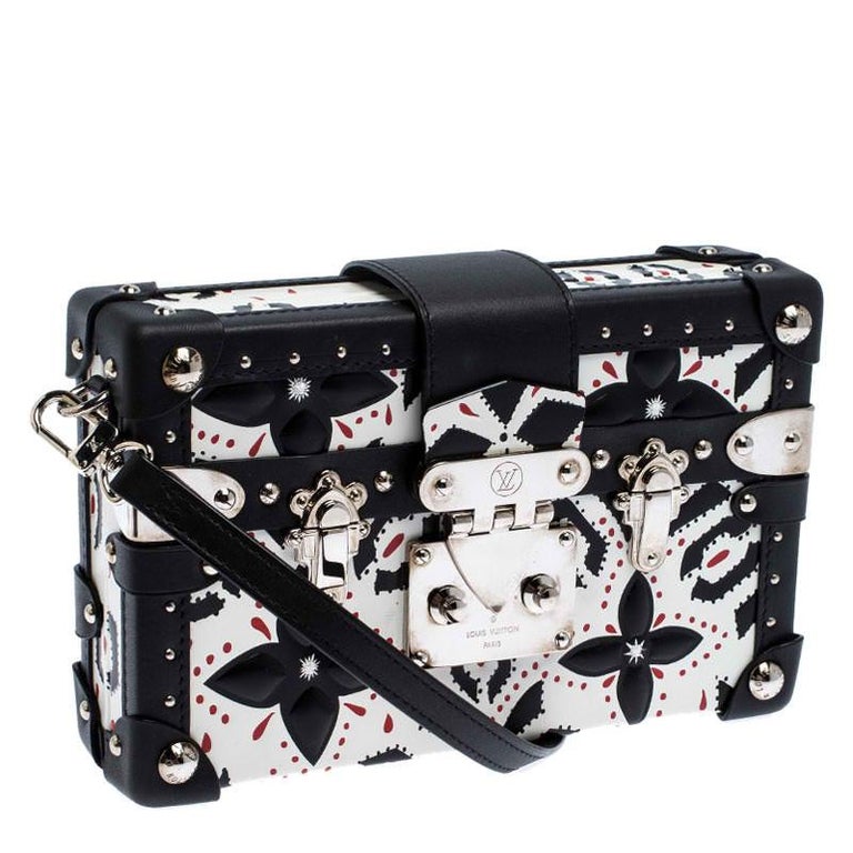 Louis Vuitton Black/White Graphic Print Leather Petite Malle Clutch Bag For Sale at 1stdibs