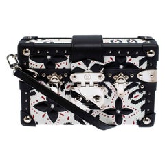 Louis Vuitton Black/White Graphic Print Leather Petite Malle Clutch Bag