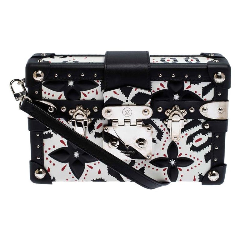 Louis Vuitton Black/White Graphic Print Leather Petite Malle Clutch Bag at  1stDibs