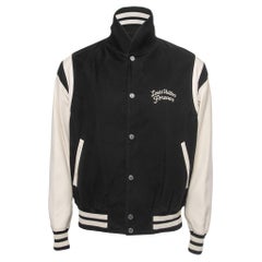 Louis Vuitton Black/White Lambskin Leather Varsity Jacket 