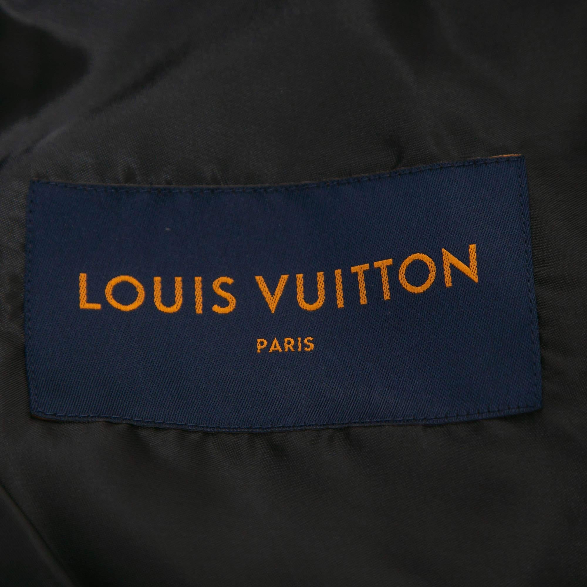 Louis Vuitton Black/White Lambskin Leather Varsity Jacket L In Excellent Condition For Sale In Dubai, Al Qouz 2