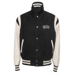 Louis Vuitton Black/White Lambskin Leather Varsity Jacket L