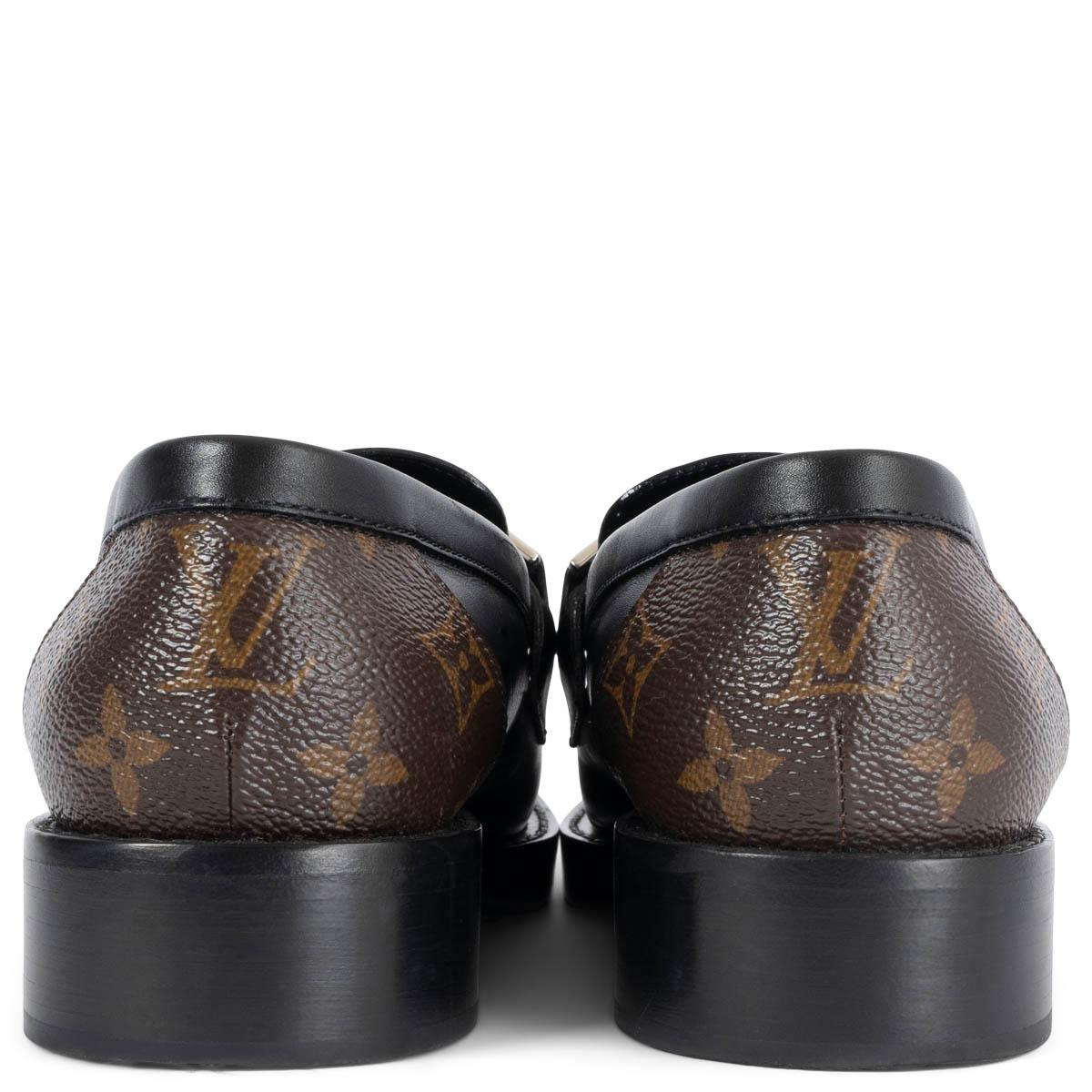 LOUIS VUITTON Schwarz-weiße ACADEMY Loafers Schuhe aus Leder 38,5 im Zustand „Gut“ im Angebot in Zürich, CH