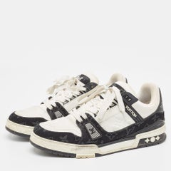 Louis Vuitton Black/White Leather and Denim LV Trainer Sneakers Size 42