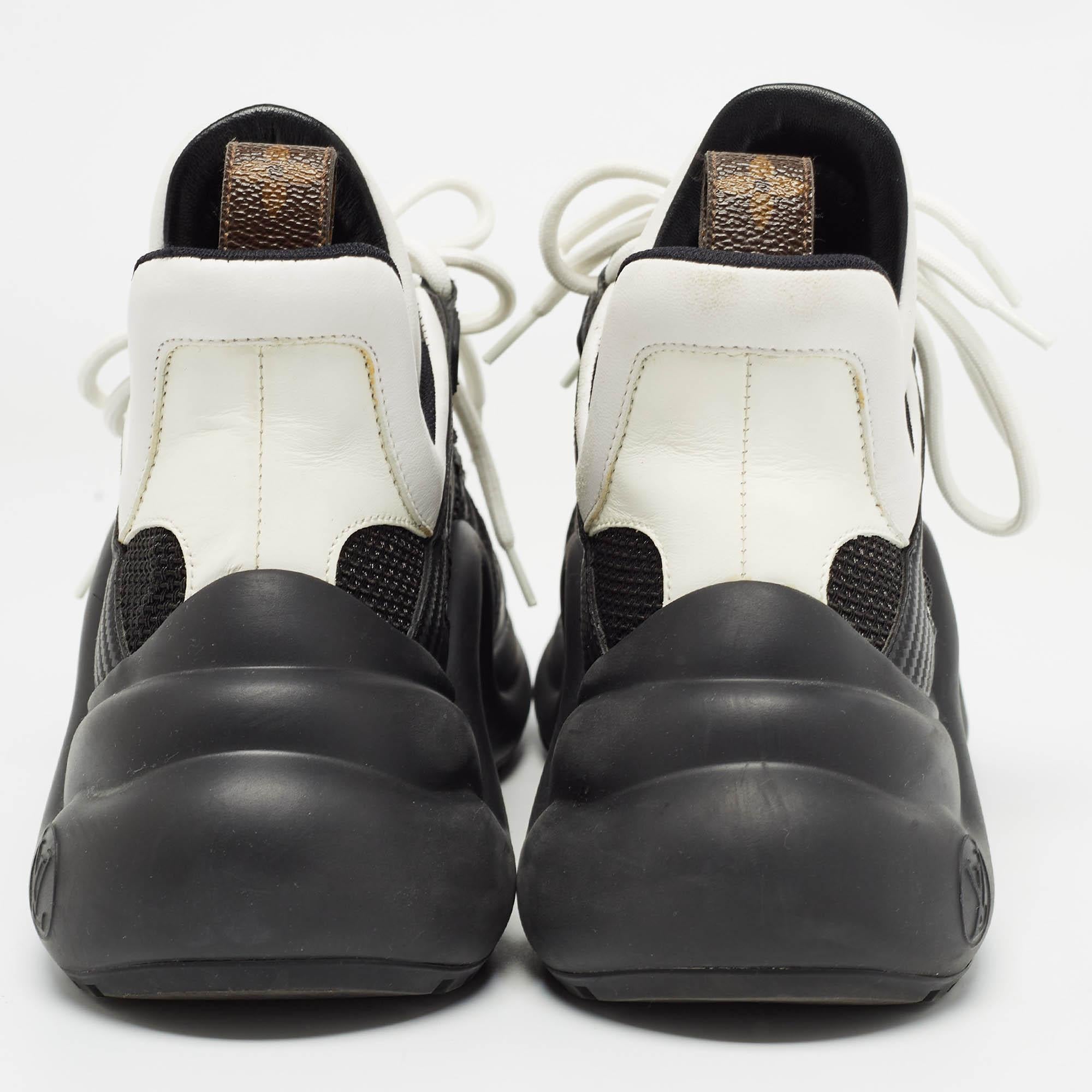Louis Vuitton Black/White Leather and Mesh Archlight Sneakers Size 37.5 For Sale 1