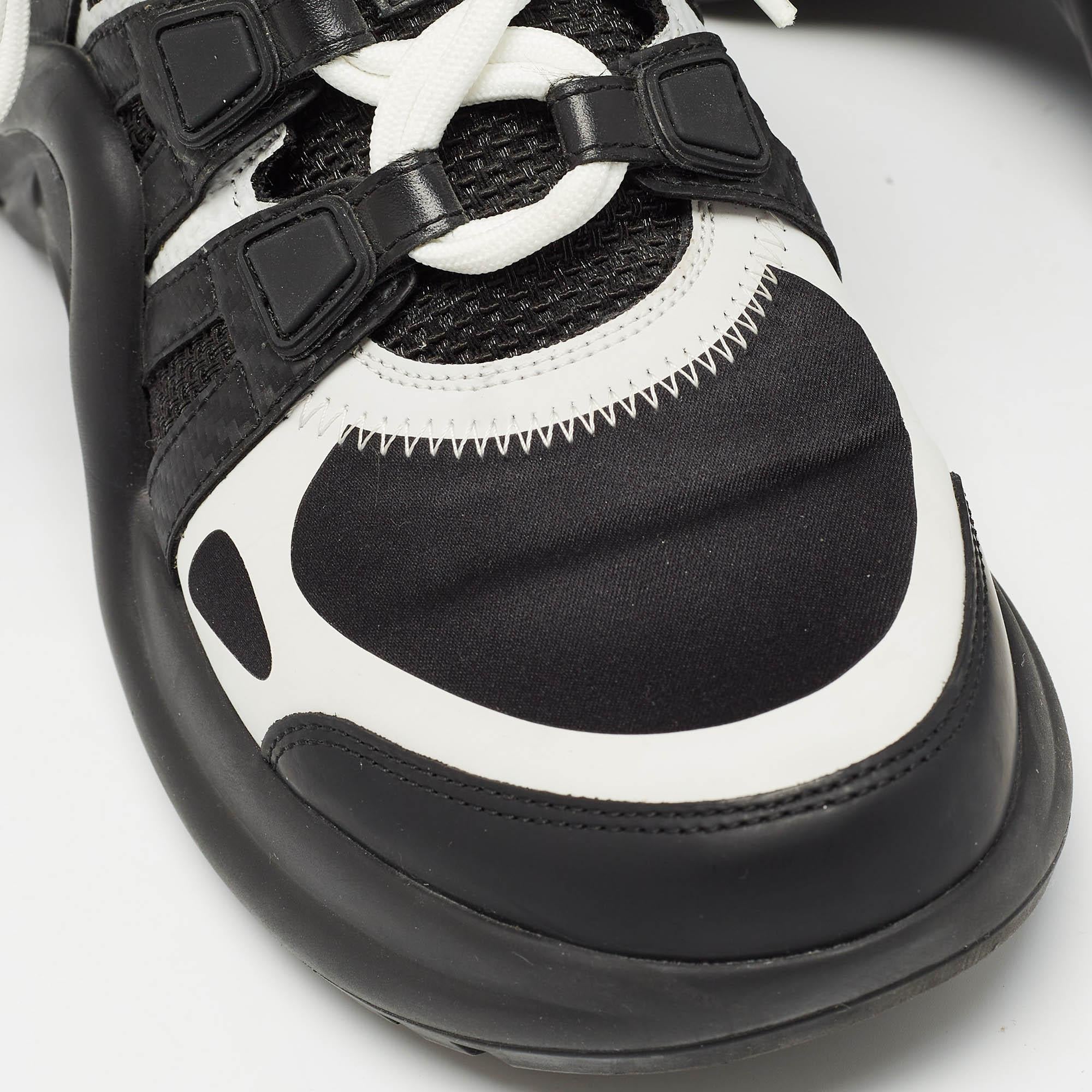 Louis Vuitton Black/White Leather and Mesh Archlight Sneakers Size 37.5 For Sale 3